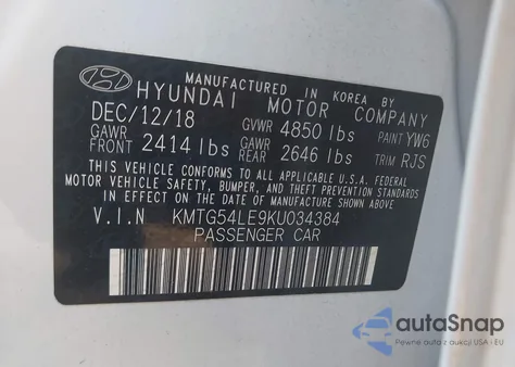 2019 Genesis G70 3.3T Advanced from USA, damaged, VIN KMTG54LE9KU034384